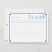 花嫁エレガントカード用のピンクとネイビーブルーのアドバイス 招待状 (裏面)