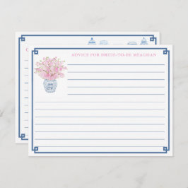 花嫁エレガントカード用のピンクとネイビーブルーのアドバイス 招待状