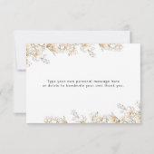 花嫁エレガントガウンドレス金ゴールドフローラブライダルシャワー サンキューカード (裏面)