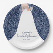 花嫁エレガントブライダルシャワーネイビーブルー ペーパープレート (正面)
