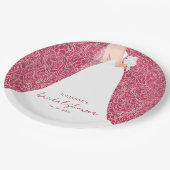 花嫁エレガントブライダルシャワーマゼンタ ペーパープレート (アングル)