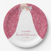 花嫁エレガントブライダルシャワーマゼンタ ペーパープレート (正面)