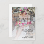 花嫁エレガントモダンの写真をシャワーで浴びよう 招待状 (正面/裏面)
