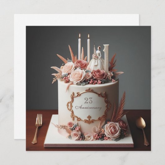 花嫁エレガント付きフローラ周年記念ケーキ (正面/裏面)