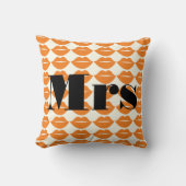 花嫁オレンジとアイボリーミセス・リップパッテン クッション (正面)