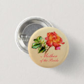 花嫁オレンジ茶のバラの結婚母 缶バッジ (正面&裏面)