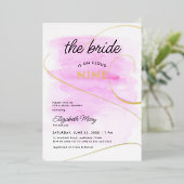 花嫁オンクラウド9水彩金ゴールドブライダルシャワー 箔招待状 (立ち正面)