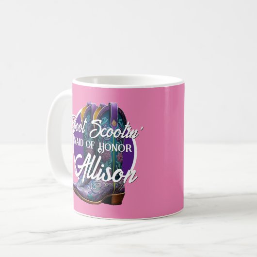 花嫁カウボーイファンシーブーツピンク コーヒーマグカップ (正面左)