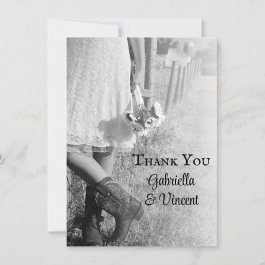 花嫁カウボーイブーツひまわり結婚の花をありがとう ノートカード (正面)