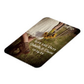 花嫁カウボーイブーツひまわり結婚式の日付を保存 マグネット (左側)