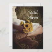 花嫁カウボーイブーツサンフラワーウェスタンブライダルシャワー 招待状 (正面)