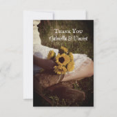 花嫁カウボーイブーツサンフラワーフラットサンキューノート サンキューカード (正面)