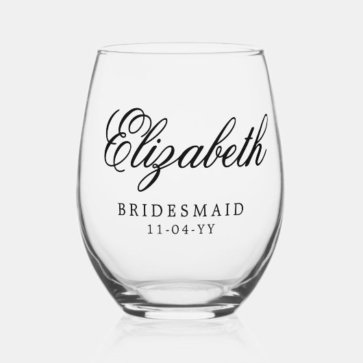 花嫁カスタム式パーソナライズされた結婚披露宴 ステムなしワイングラス (正面)