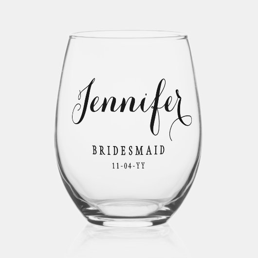 花嫁カスタム式パーソナライズされた結婚披露宴 ステムなしワイングラス (正面)