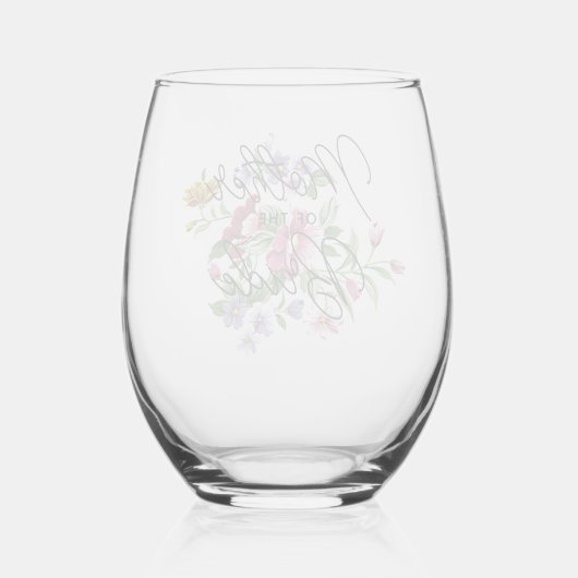花嫁カスタム文字の母オンフラワーブーケ ステムなしワイングラス (裏面)