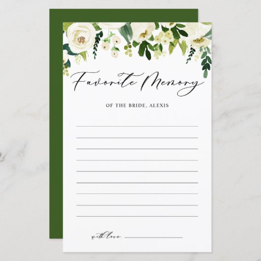 花嫁カードお気に入りのの白い花束の思い出 (正面/裏面)