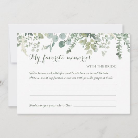 花嫁カードお気に入りのを持つボタニカル私の思い出 招待状 (正面)