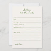 花嫁カード用の手書きグリーンアドバイス 招待状 (正面)