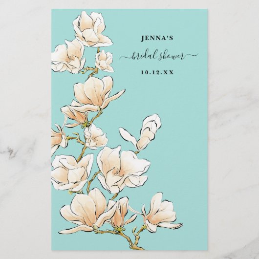 花嫁カード用の水彩マグノリアアドバイス (裏面)