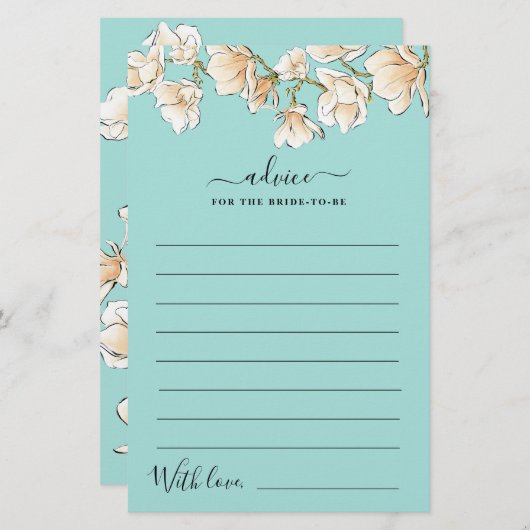 花嫁カード用の水彩マグノリアアドバイス (正面/裏面)