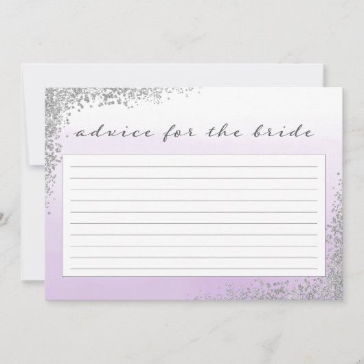 花嫁カード用の紫と銀のアドバイス 招待状 (正面)