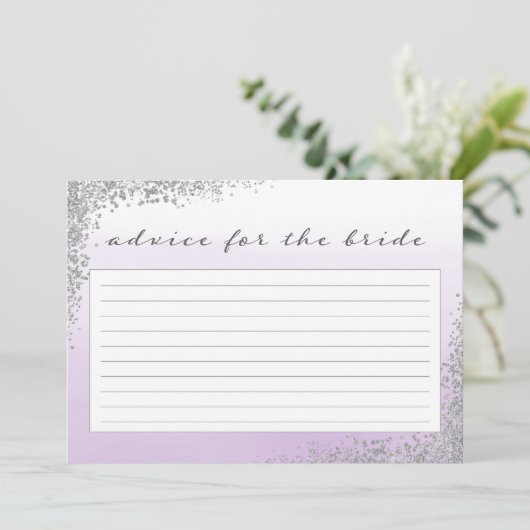 花嫁カード用の紫と銀のアドバイス 招待状 (スタンド正面)