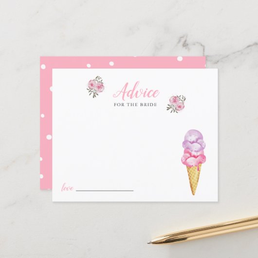 花嫁カード用アイスクリームブライダルシャワーアドバイス (正面/裏面インサイチュ)