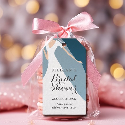 花嫁ガウンブライダルシャワーティール（緑がかった色）サンキューユー ギフトタグ