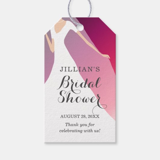 花嫁ガウンブライダルシャワーブラックさくらんぼサンキュー ギフトタグ (正面)