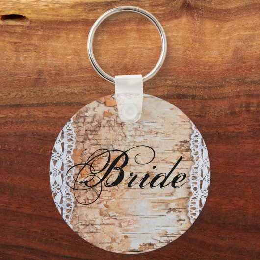 花嫁キーチェーンカントリーの木のレーストリムエッジ キーホルダー (正面)