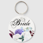 花嫁キーチェーンラベンダーハイビスカスオンホワイト キーホルダー (正面)