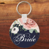 花嫁キーチェーン幾何学的ガーデンバラネイビーブルー キーホルダー (正面)