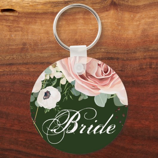 花嫁キーチェーン幾何学的ガーデンバラハンターグリーン キーホルダー (正面)