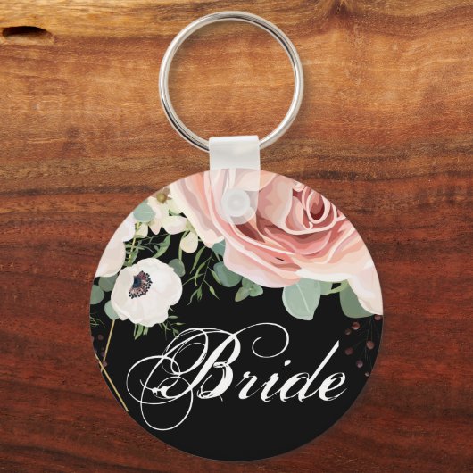 花嫁キーチェーン幾何学的ガーデンバラブラック キーホルダー (正面)