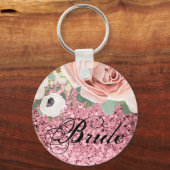 花嫁キーチェーン幾何学的ガーデンバラ金ゴールドグリッター キーホルダー (正面)