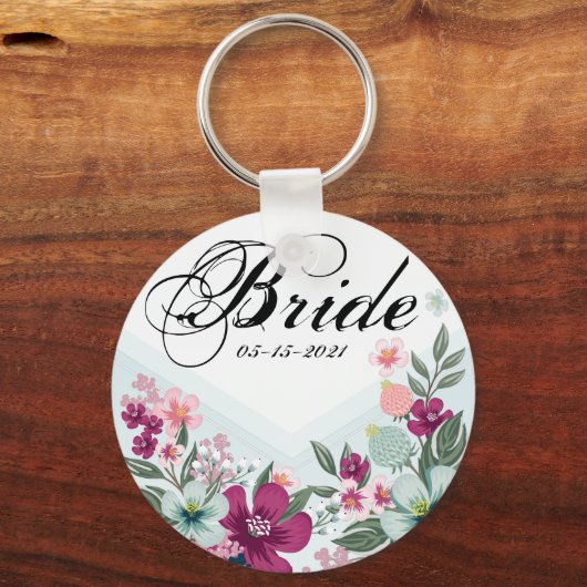 花嫁キーチェーン熱帯花オンブルーグラデーション キーホルダー (正面)