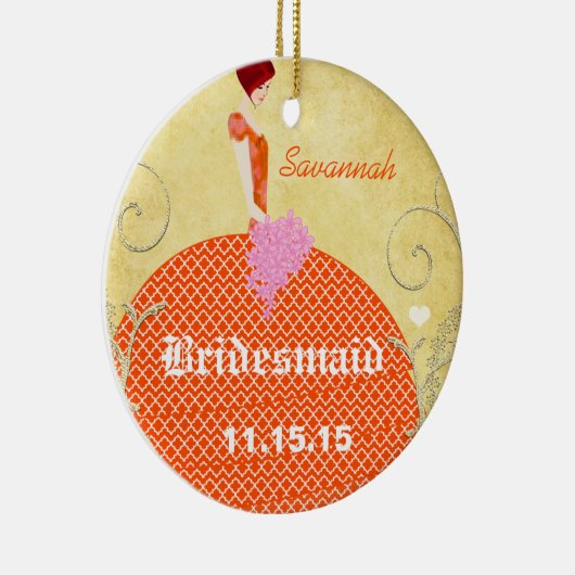 花嫁ギフトオレンジとピンク セラミックオーナメント (右)