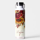 花嫁ギフトバーガンディバラひまわりカスタム花 ウォーターボトル (正面)