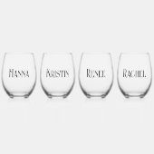 花嫁ギフトパーソナライズされたヴィンテージ名 ステムなしワイングラス (正面)