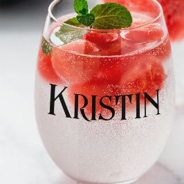 花嫁ギフトパーソナライズされたヴィンテージ名 ステムなしワイングラス