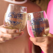 花嫁ギフトモダンモノグラエレガントム ステムなしワイングラス