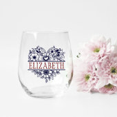 花嫁ギフトモダンモノグラエレガントム ステムなしワイングラス