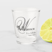 花嫁ギフトモノグラムのモダン名前かわいい ショットグラス (正面)