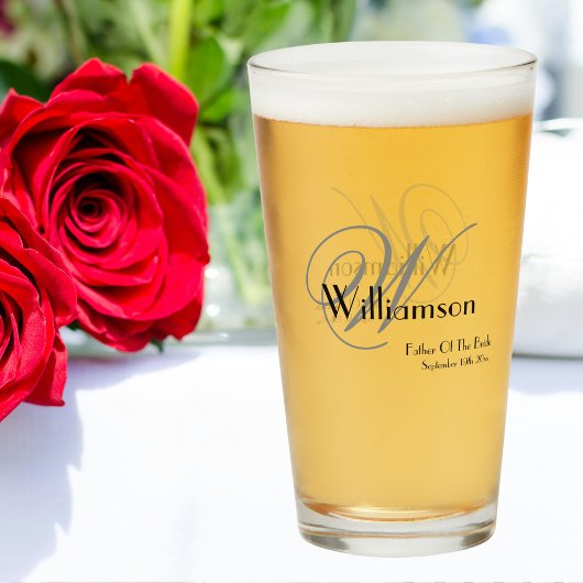 花嫁ギフトモノグラムの父エレガント名ビール タンブラーグラス