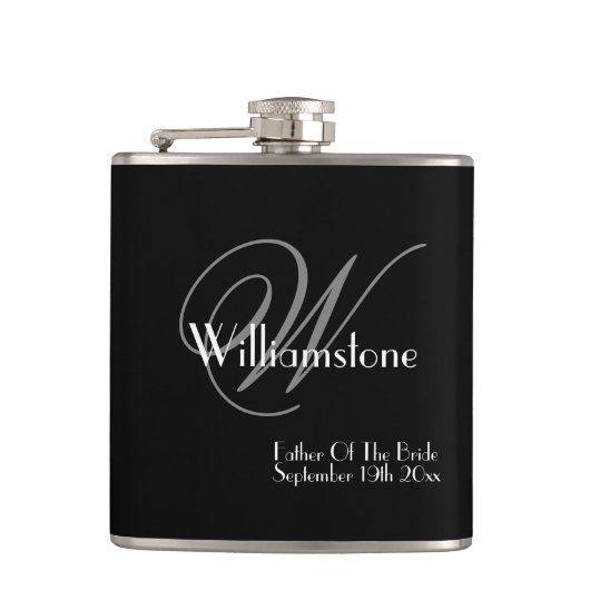 花嫁ギフトモノグラムエレガントのクラシック父 フラスク (正面)