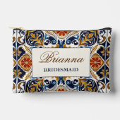 花嫁ギフトヴィンテージタラベラAzulejoモノグラム アクセサリーポーチ (正面)