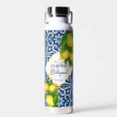 花嫁ギフト青タイルのレモンをテーマにイタリアンした ウォーターボトル (正面)