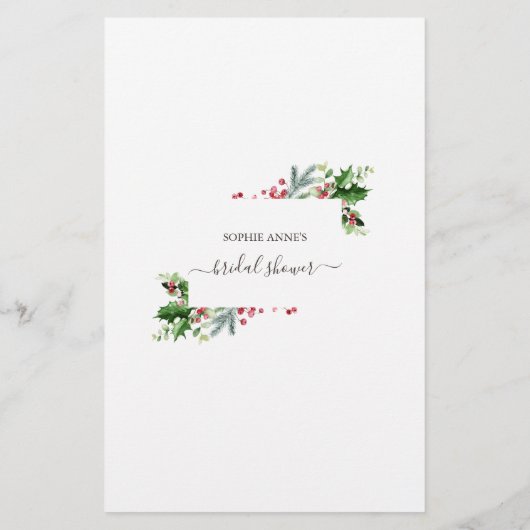 花嫁クリスマスゲームを知っている冬のブライダルシャワー (裏面)