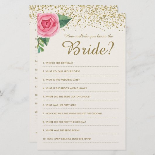 花嫁ゲームをどれだけ知っているか (正面/裏面)