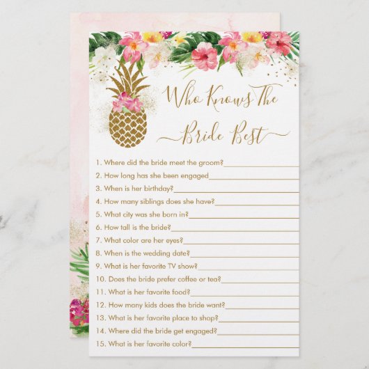 花嫁ゲームを知っているパイナップル最高のフローラ (正面/裏面)